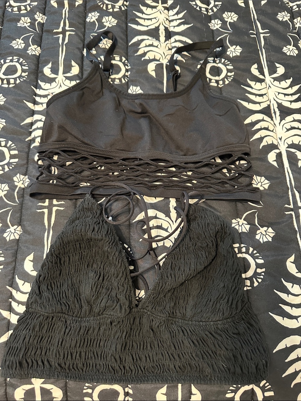 PINK Victoria's Secret Black Strappy Crop Tops (Set of 2)